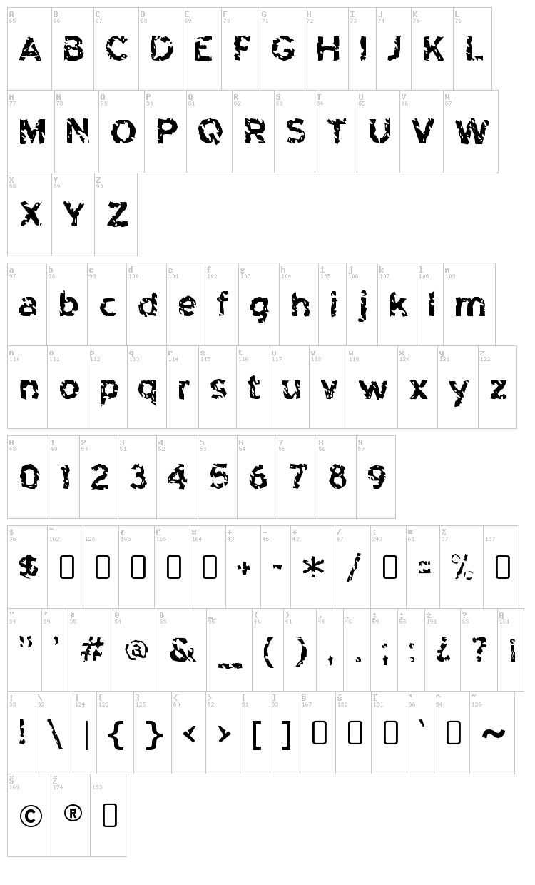 Highway to Heck font map